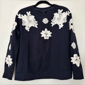 Victoria Beckham Floral Lace Appliqué Sweatshirt